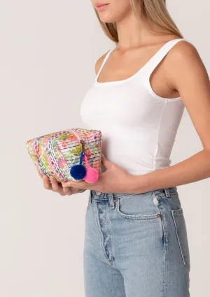 Floral Kantha Stitched Origami Cosmetic Bag