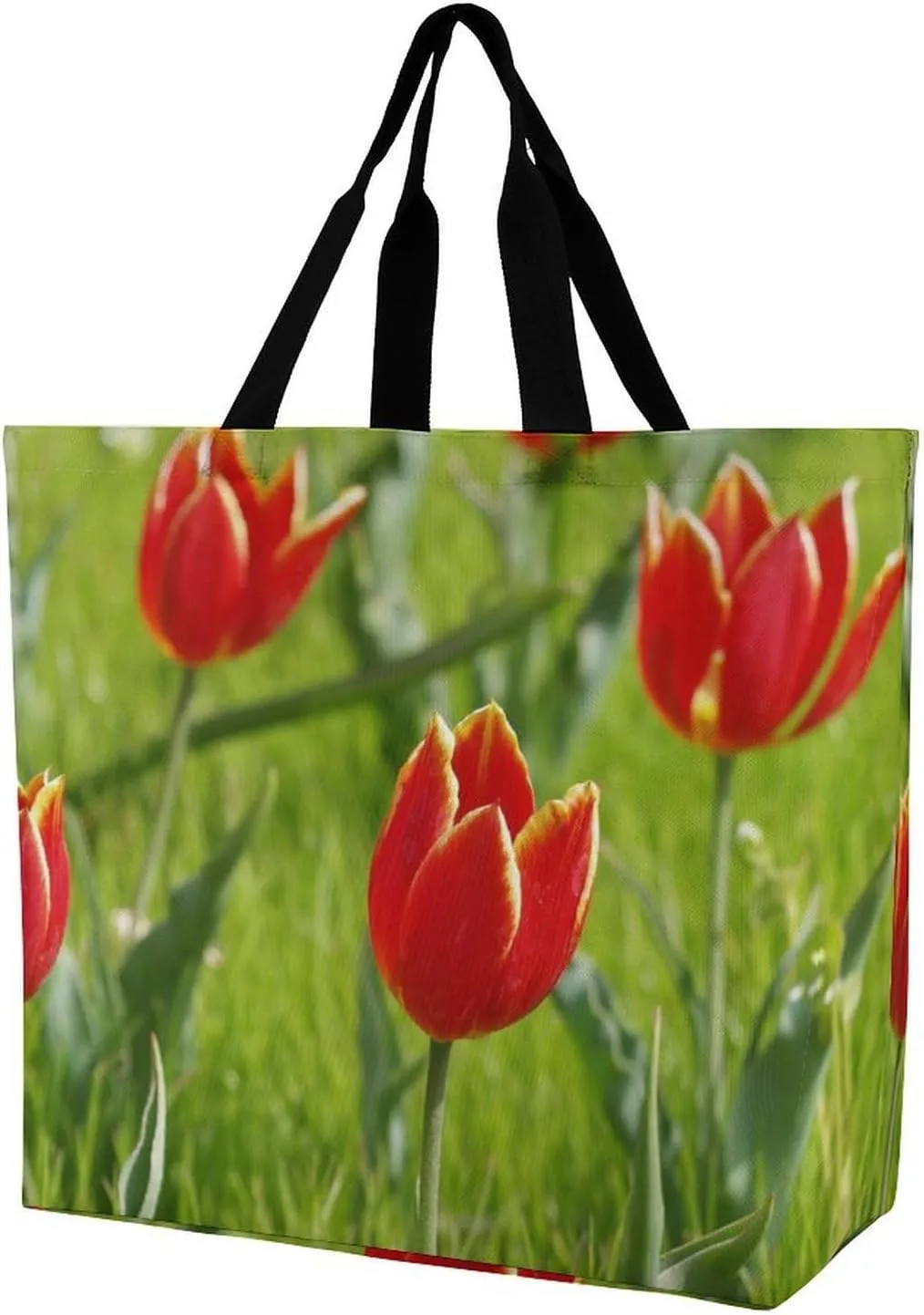 Floral Lawn Tote Bag for Women, Large Capacity Shoulder Bag, Lightweight Utility Grocery Handbag for Shopping, Fashion Leisure Travel Beach Bag Tote Purse for Work Gym