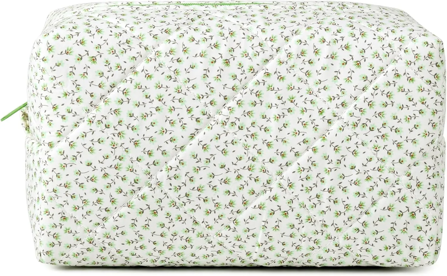 Floral Makeup Bag Quilted Cosmetic Bag Cute Puffy Coquette Makeup pouch Aesthetic Large Travel Toiletry Bag Organizer cotton Makeup Brushes Storage Bag for Wome