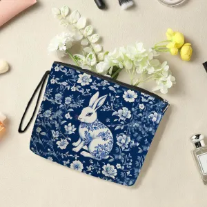 Floral Rabbit Fine Linen Square Makeup Bags