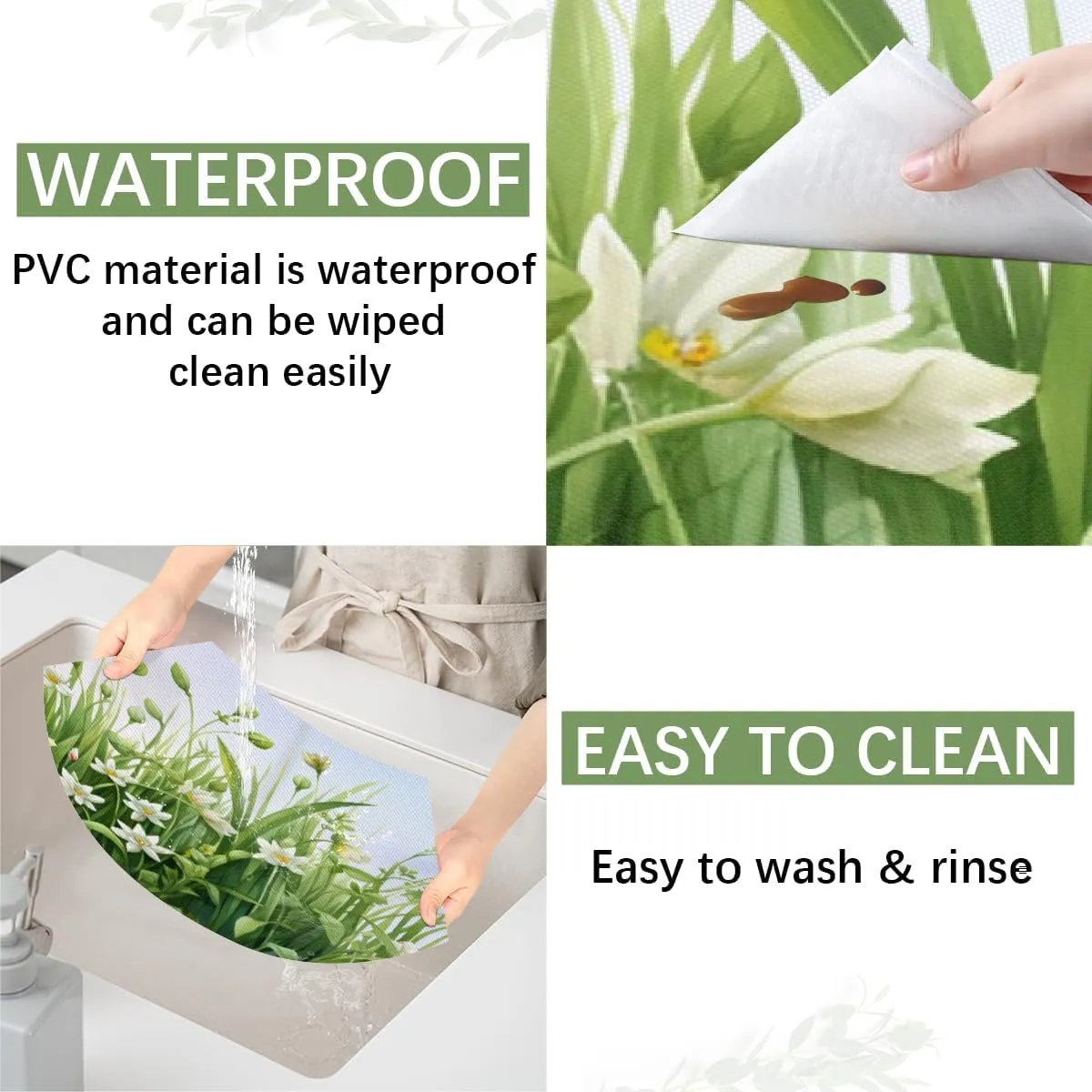 Flower Floral， 36 Wedge Placemats Set of 4 1pcs PVC Washable 4 1pcs Wedge Place mats Round Table mat Wipeable Plastic Dining Table mats for Kitchen Indoor Outdoor Patio Table Decor