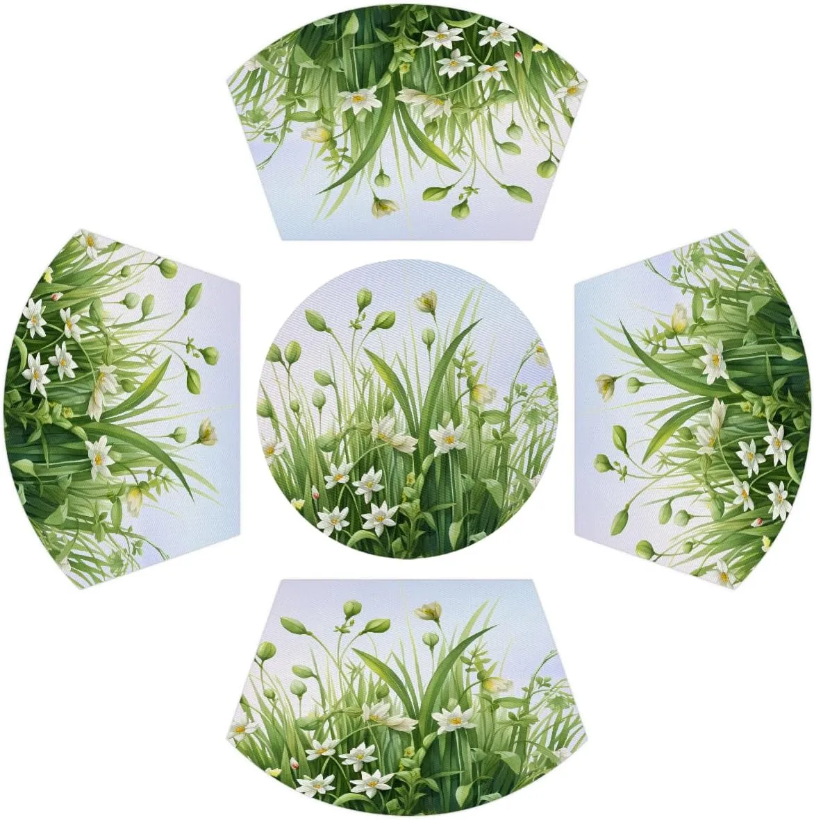 Flower Floral， 36 Wedge Placemats Set of 4 1pcs PVC Washable 4 1pcs Wedge Place mats Round Table mat Wipeable Plastic Dining Table mats for Kitchen Indoor Outdoor Patio Table Decor