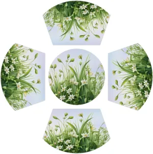 Flower Floral， 36 Wedge Placemats Set of 4 1pcs PVC Washable 4 1pcs Wedge Place mats Round Table mat Wipeable Plastic Dining Table mats for Kitchen Indoor Outdoor Patio Table Decor