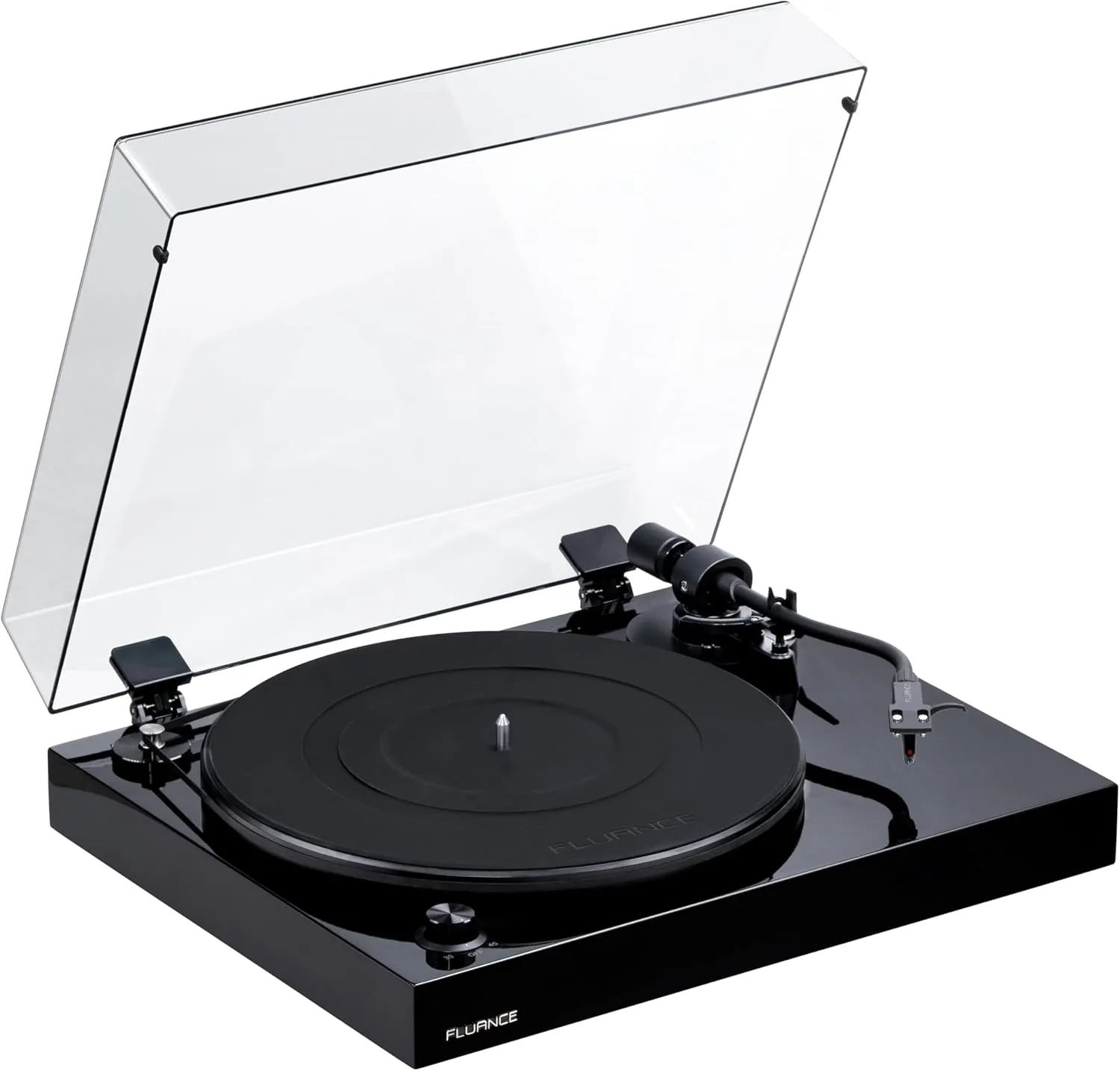 Fluance RT82 Reference High Fidelity Vinyl Turntable Record Player with Ortofon OM10 Cartridge, Speed Control Motor, High Mass MDF Wood Plinth, Vibration Isolation Feet - Piano Black
