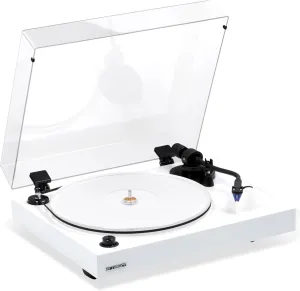 Fluance RT85 Reference High Fidelity Vinyl Turntable Record Player with Ortofon 2M Blue Cartridge, Acrylic Platter, Speed Control Motor High Mass MDF Wood Plinth Vibration Isolation Feet - Piano White
