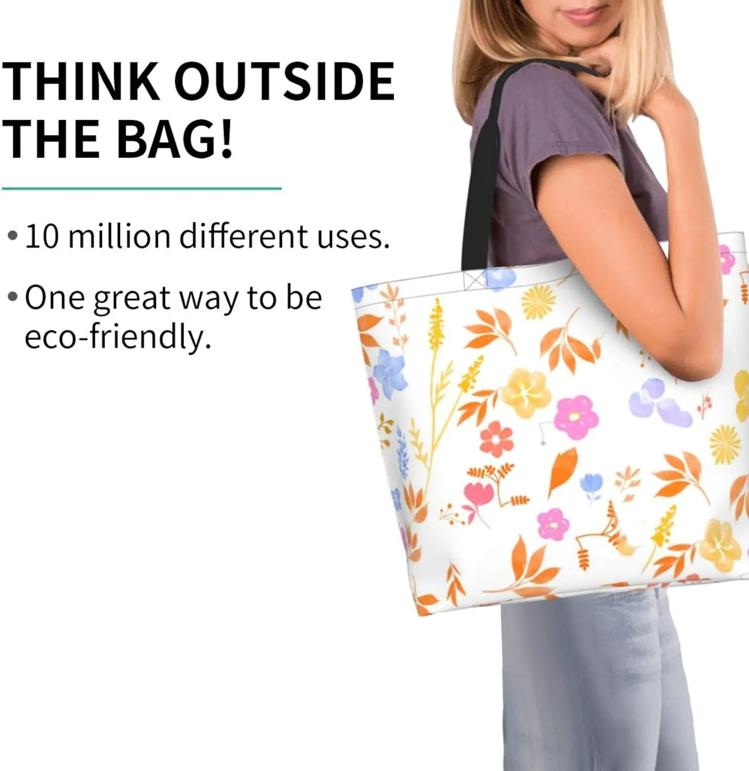 Flying bees and daisy flowers Tote Bag Shopping Bag Portable Handbags Tote Shoulder Bucket Bags for Women