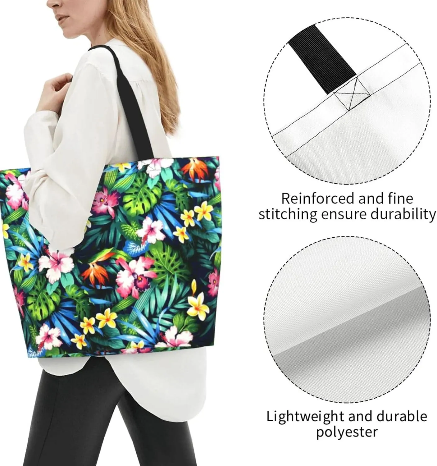 Flying bees and daisy flowers Tote Bag Shopping Bag Portable Handbags Tote Shoulder Bucket Bags for Women
