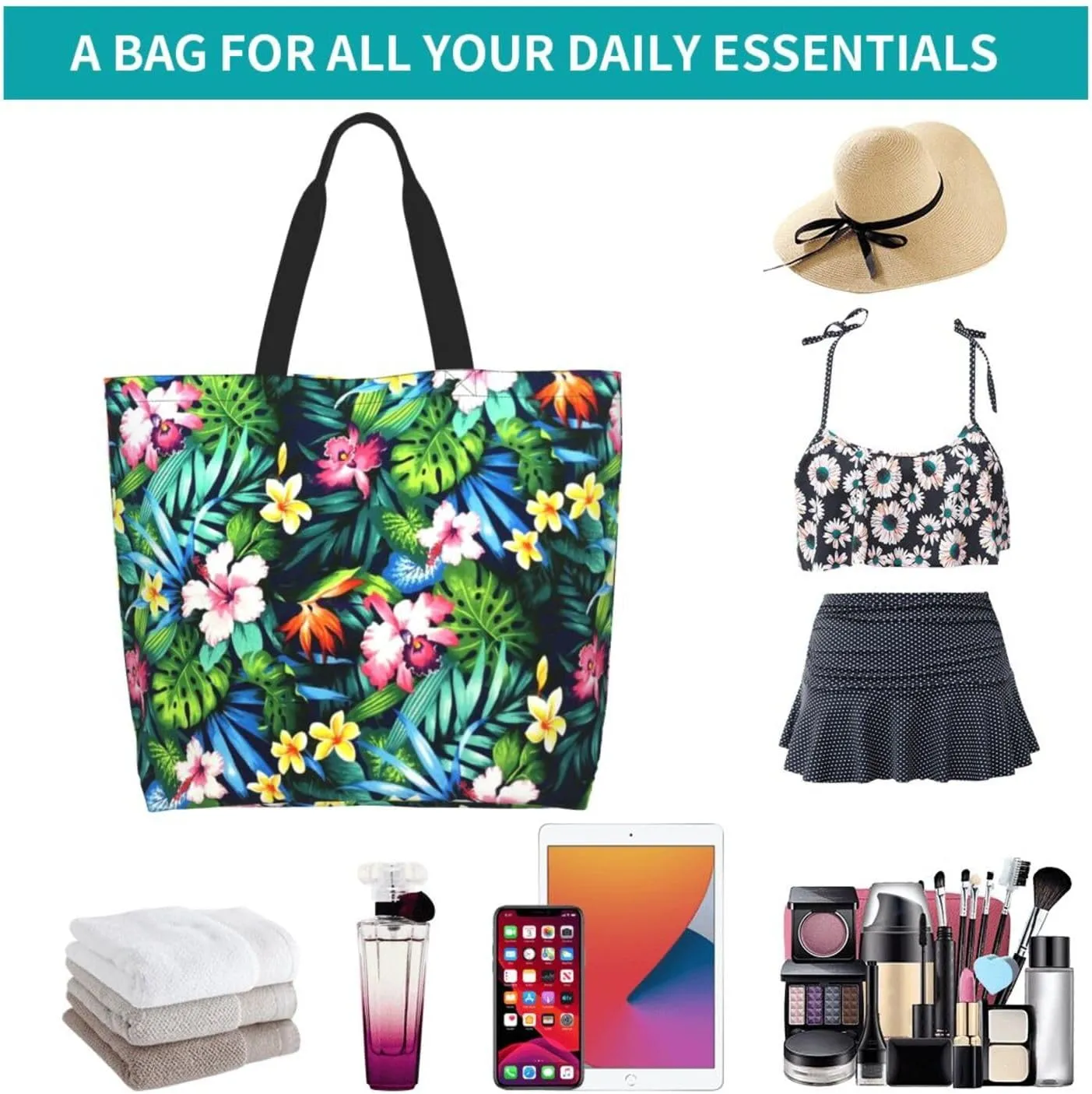 Flying bees and daisy flowers Tote Bag Shopping Bag Portable Handbags Tote Shoulder Bucket Bags for Women