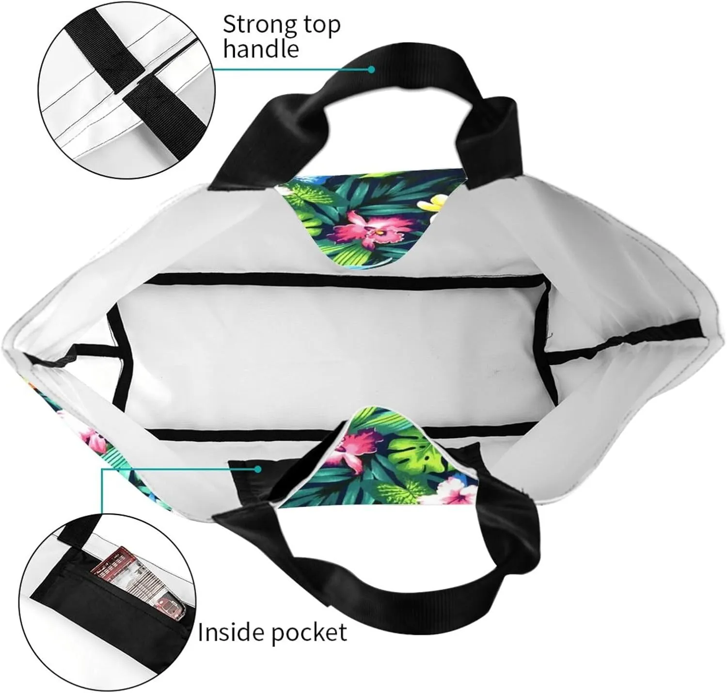 Flying bees and daisy flowers Tote Bag Shopping Bag Portable Handbags Tote Shoulder Bucket Bags for Women