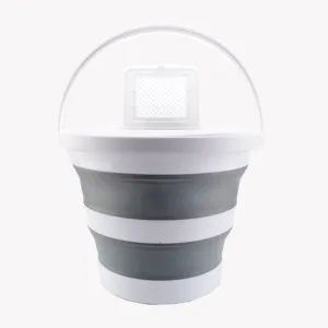 Foldable Pail Bucket,Collapsible Plastic Bucket with Lid and Handle,Folding Round Tub Portable Fishing Water Pail for Hiking,Backpacking,Camping,Outdoor Survival (Color : Gray, Size : 15l)