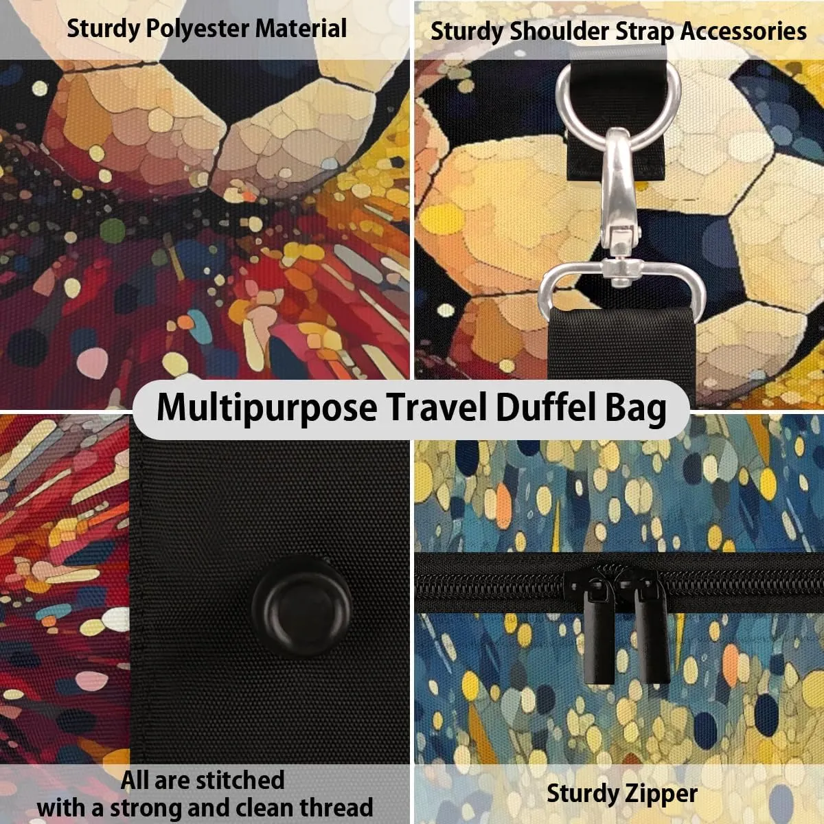 Foldable Travel Bag Creative Soccer Lightweight Carry On Bags for Airplanes Waterproof Travel Duffle Bag For Gym Weekend Overnight