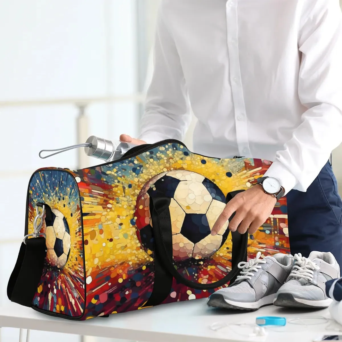 Foldable Travel Bag Creative Soccer Lightweight Carry On Bags for Airplanes Waterproof Travel Duffle Bag For Gym Weekend Overnight