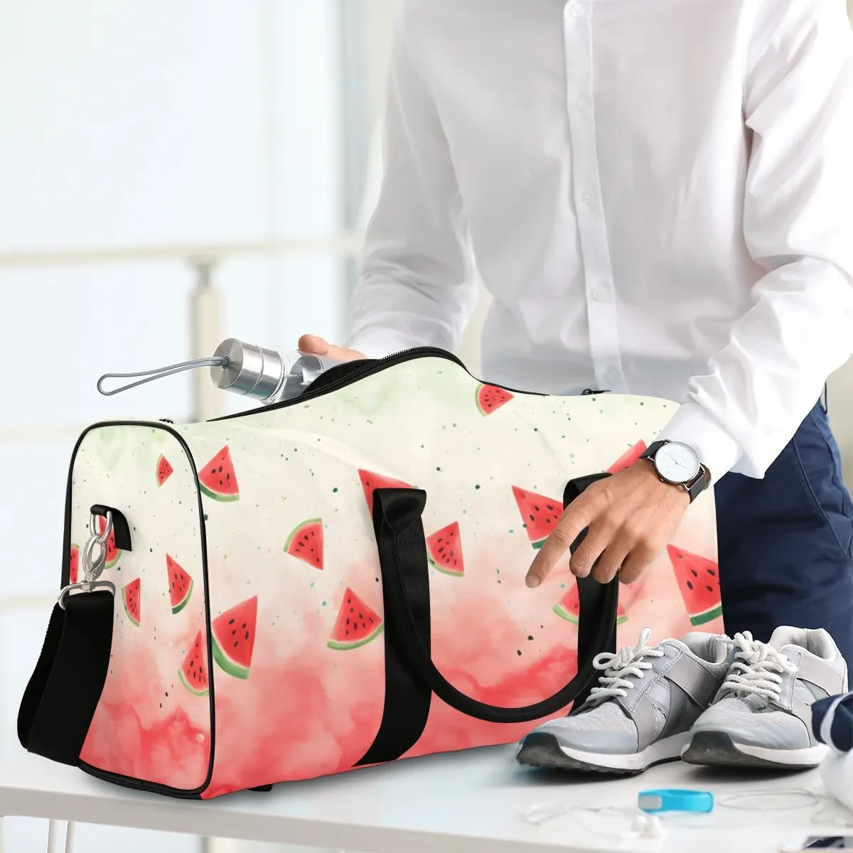 Foldable Travel Bag Fruit Watermelon Lightweight Carry On Bags for Airplanes Waterproof Travel Duffle Bag For Gym Weekend Overnight