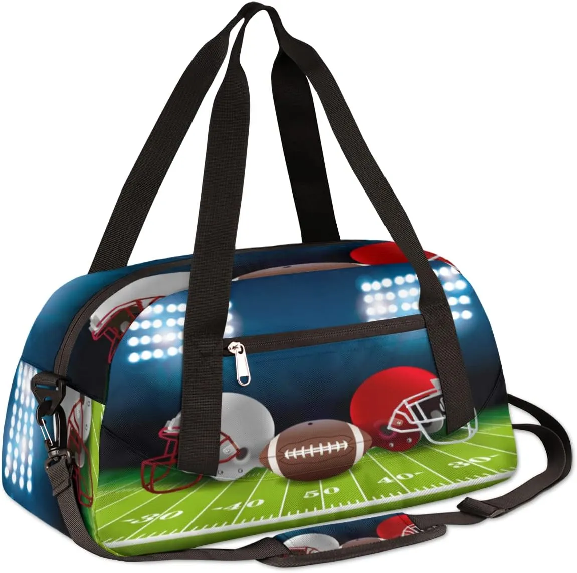 Football Helmet Kids Overnight Duffle Bags Boys Girls Teen Sports Gym Bag for Weekender Travel Gymnastics Dance Ballet