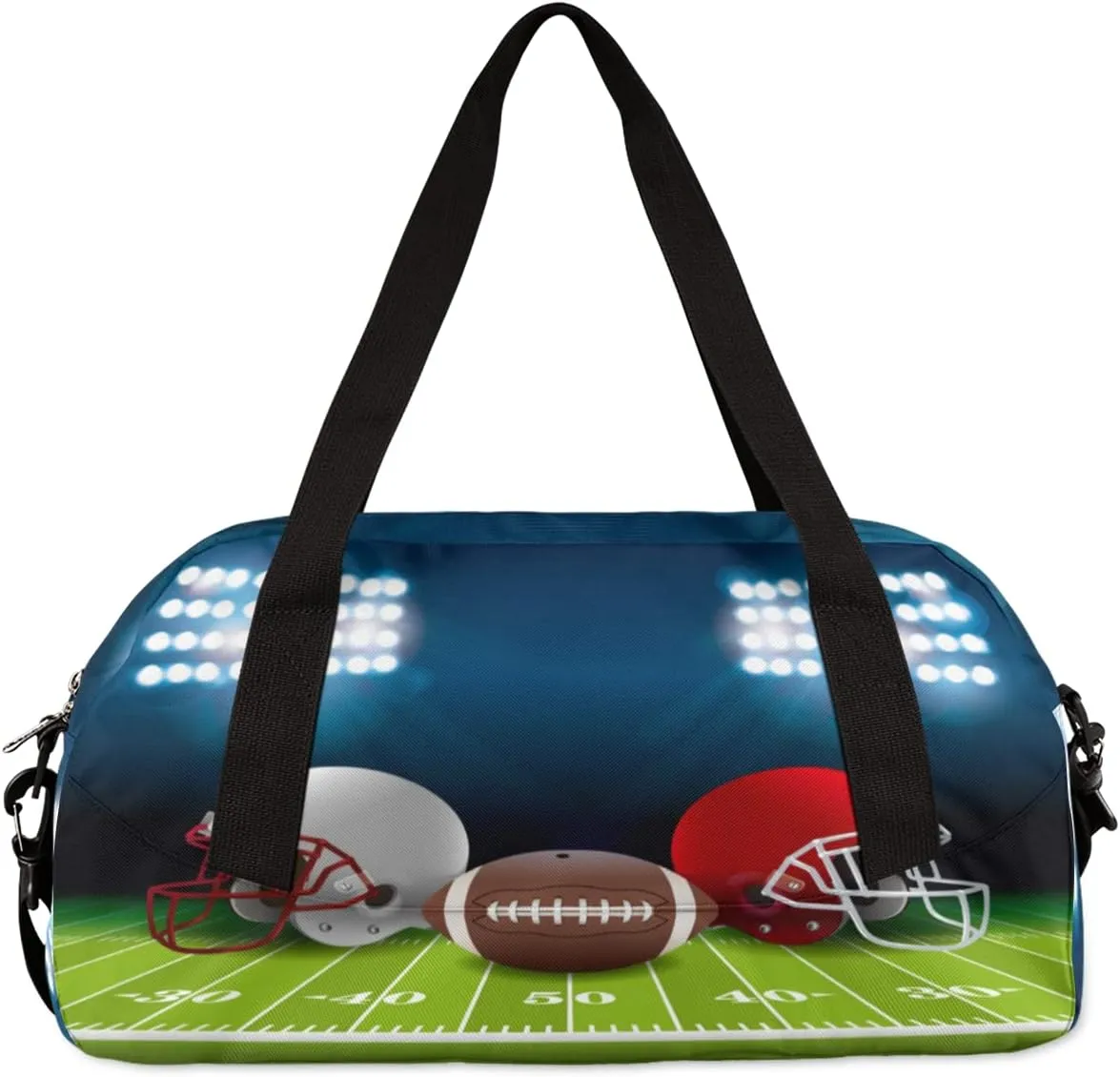 Football Helmet Kids Overnight Duffle Bags Boys Girls Teen Sports Gym Bag for Weekender Travel Gymnastics Dance Ballet