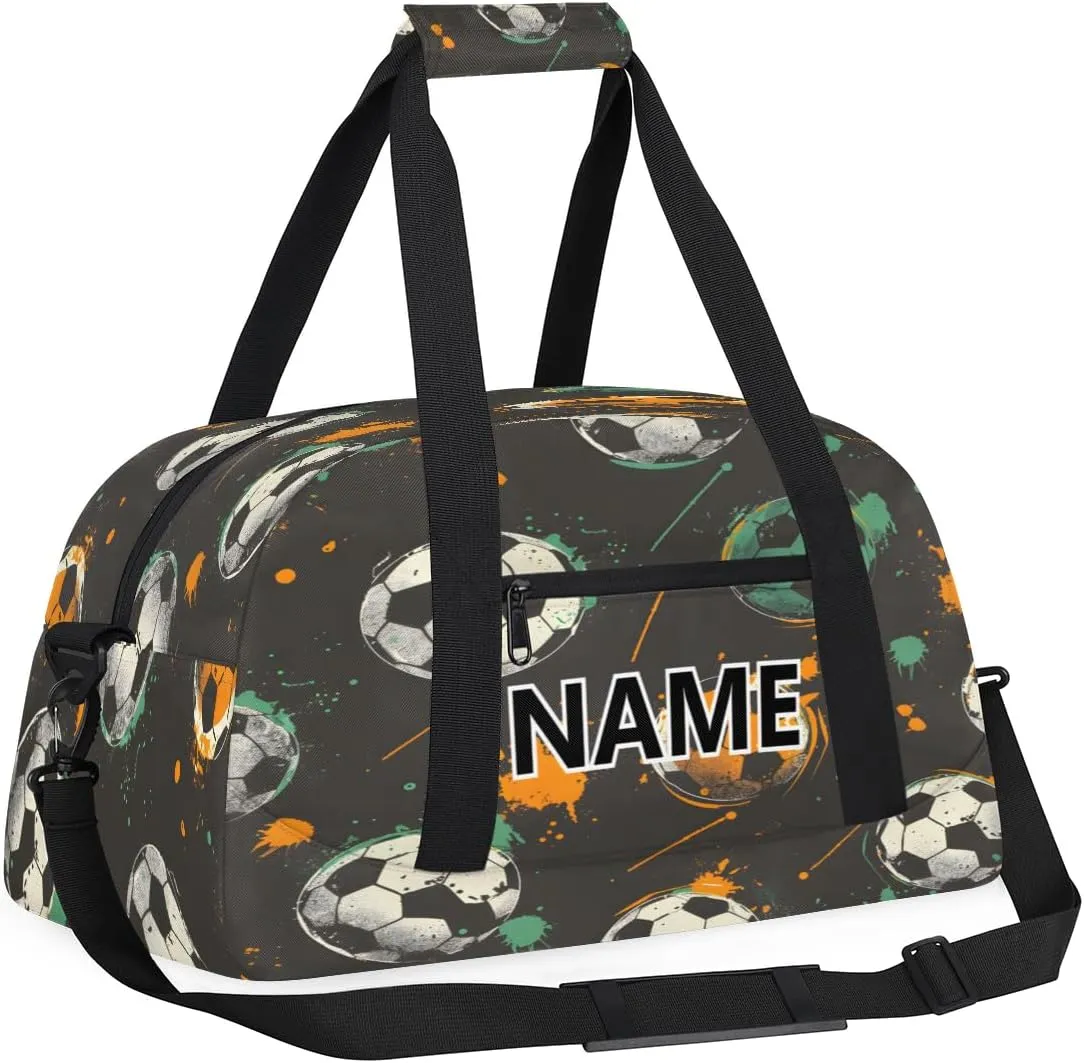 Football Soccer Mini Gym Bag 18 inch for Women Men Waterproof Custom Sports Theme Travel Duffel Bag Carry On Overnight Tote Nurse Bag for Work Fitness Hiking