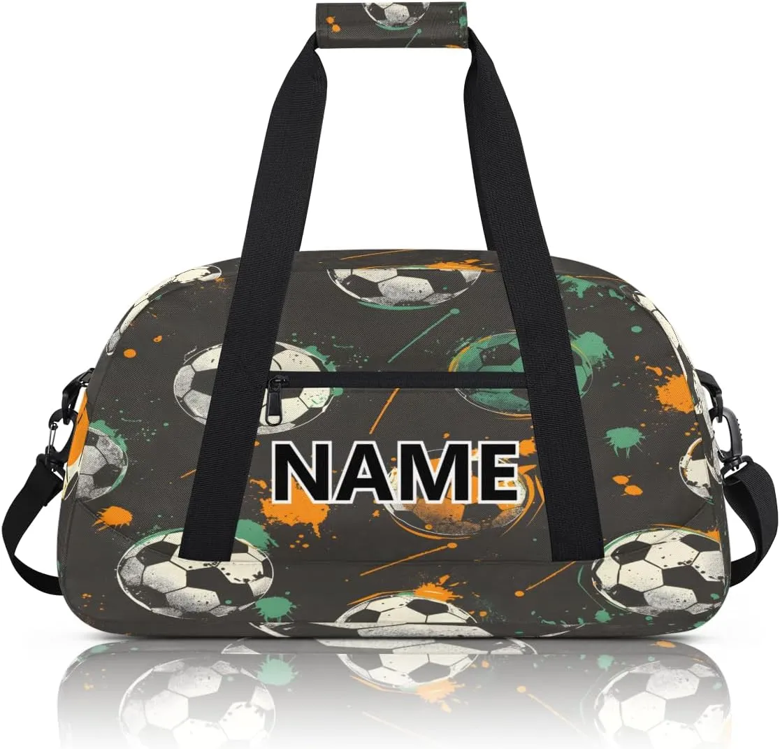 Football Soccer Mini Gym Bag 18 inch for Women Men Waterproof Custom Sports Theme Travel Duffel Bag Carry On Overnight Tote Nurse Bag for Work Fitness Hiking