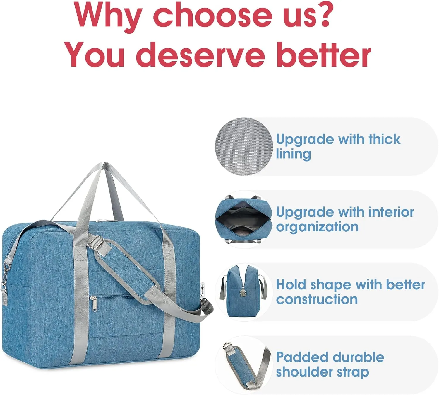 For Spirit Airlines Personal Item Bag 18x14x8 Foldable Travel Duffel Bag Underseat Carry on Luggage for Women and Men 30L (Navy Blue)