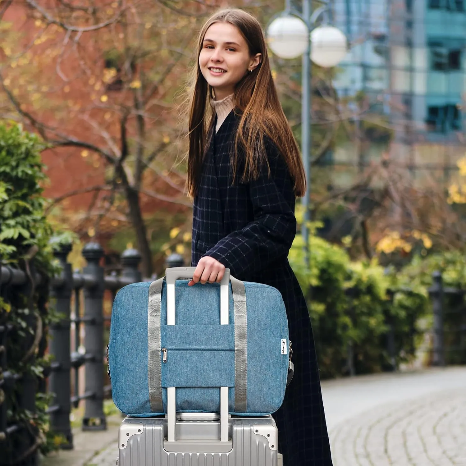 For Spirit Airlines Personal Item Bag 18x14x8 Foldable Travel Duffel Bag Underseat Carry on Luggage for Women and Men 30L (Navy Blue)
