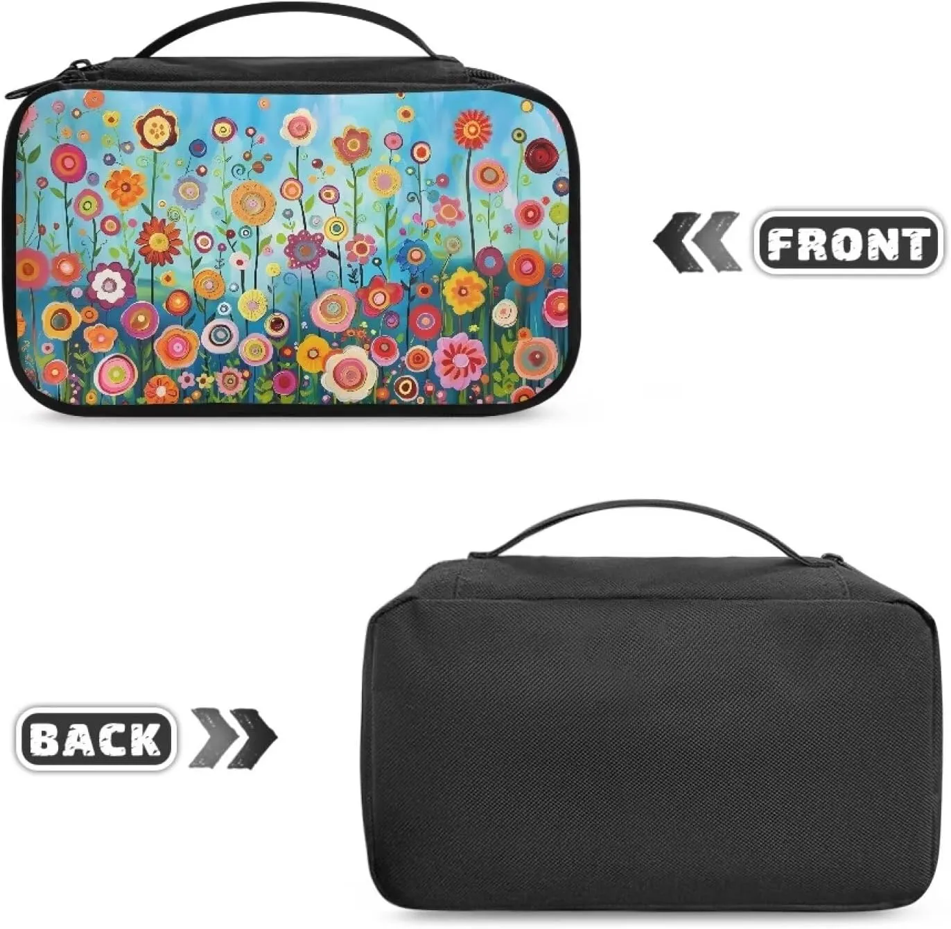 FOR U DESIGNS Big Makeup Bag Travel Cosmetic Bag with Compartments Floral Print Lightweight Large Capacity Toiletry Bags Tote Bag
