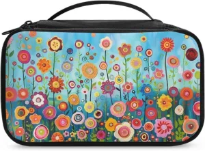 FOR U DESIGNS Big Makeup Bag Travel Cosmetic Bag with Compartments Floral Print Lightweight Large Capacity Toiletry Bags Tote Bag