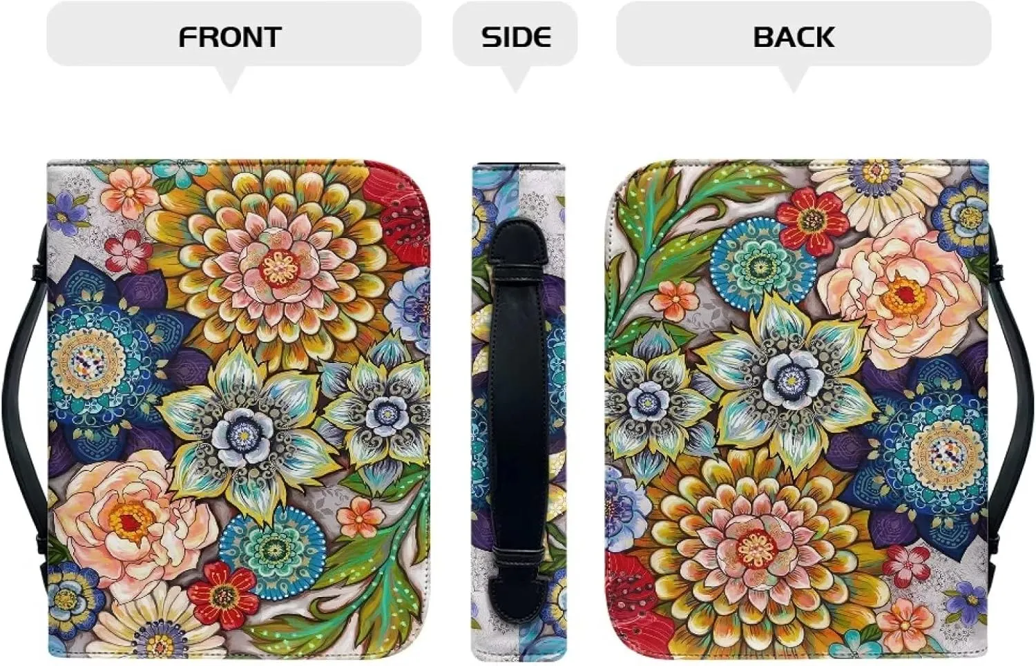 FOR U DESIGNS Hibiscus Floral Bible Cover Case for Women with Bookmark PU Leather Bible Cover Bag with Pockets and Zipper for Standard Study Bible Size XL