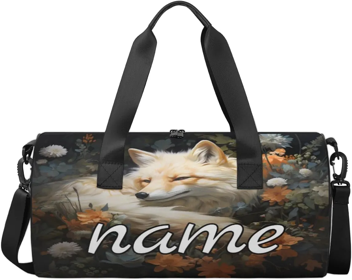 Forest Fox Personalized Dance Bags, Forest Fox Custom Sport Duffel Bag Travel Duffle Bag Overnight Weekender Bag