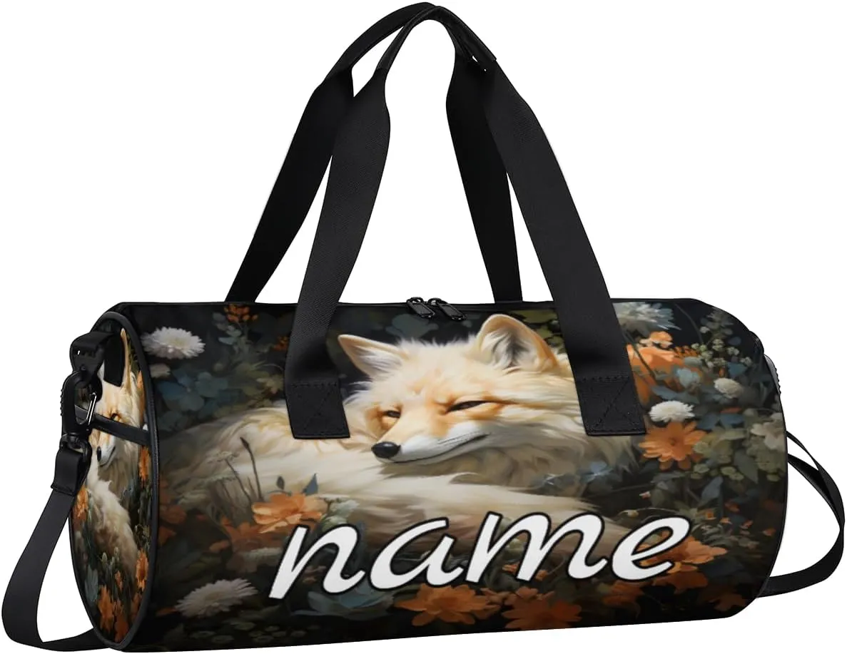 Forest Fox Personalized Dance Bags, Forest Fox Custom Sport Duffel Bag Travel Duffle Bag Overnight Weekender Bag