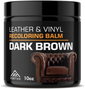 FORTIVO Leather Recoloring Balm, Color Restorer for Couches and Car Seats, Leather Scratch Remover and Dye, 10 oz