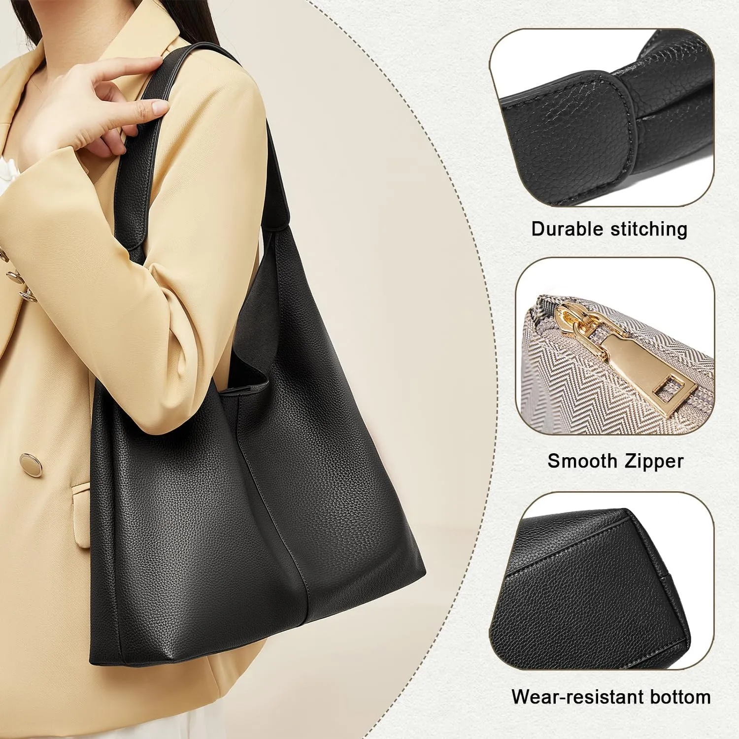 FOXLOVER Womens Faux Leather Hobo Bags Vintage Large Crossbody Shoulder Purse Ladies Tote Handbags