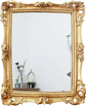 Funerom Vintage 11 x 9.5 inch Decorative Mirror, Wall Mounted & Tabletop Makeup Mirror ，Square Antique Gold