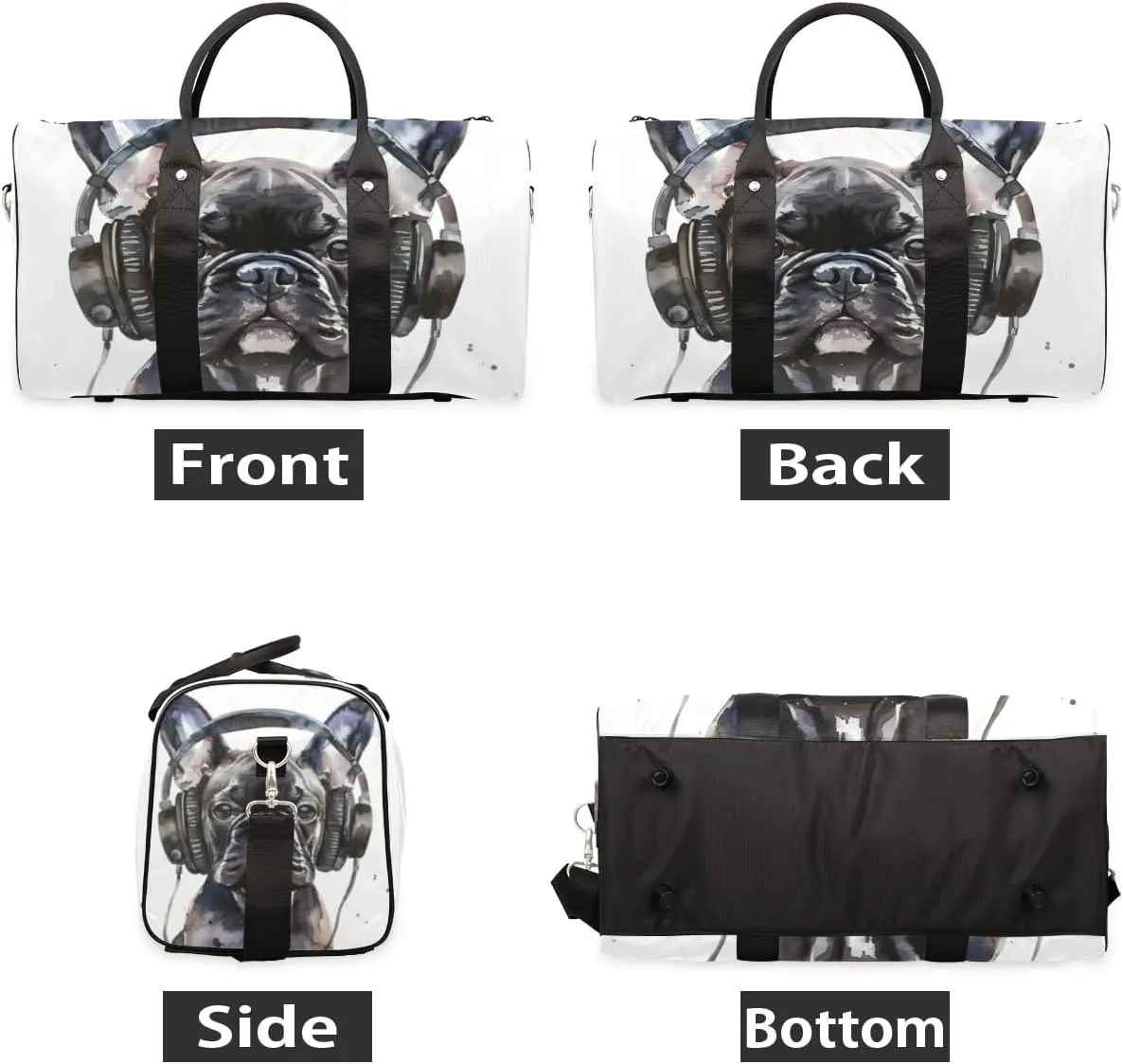 Funny Dog Travel Duffle Bag for Women Men Gym Duffel Foldable Bag Waterproof Weekender Bulldog Duffle Tote