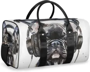 Funny Dog Travel Duffle Bag for Women Men Gym Duffel Foldable Bag Waterproof Weekender Bulldog Duffle Tote