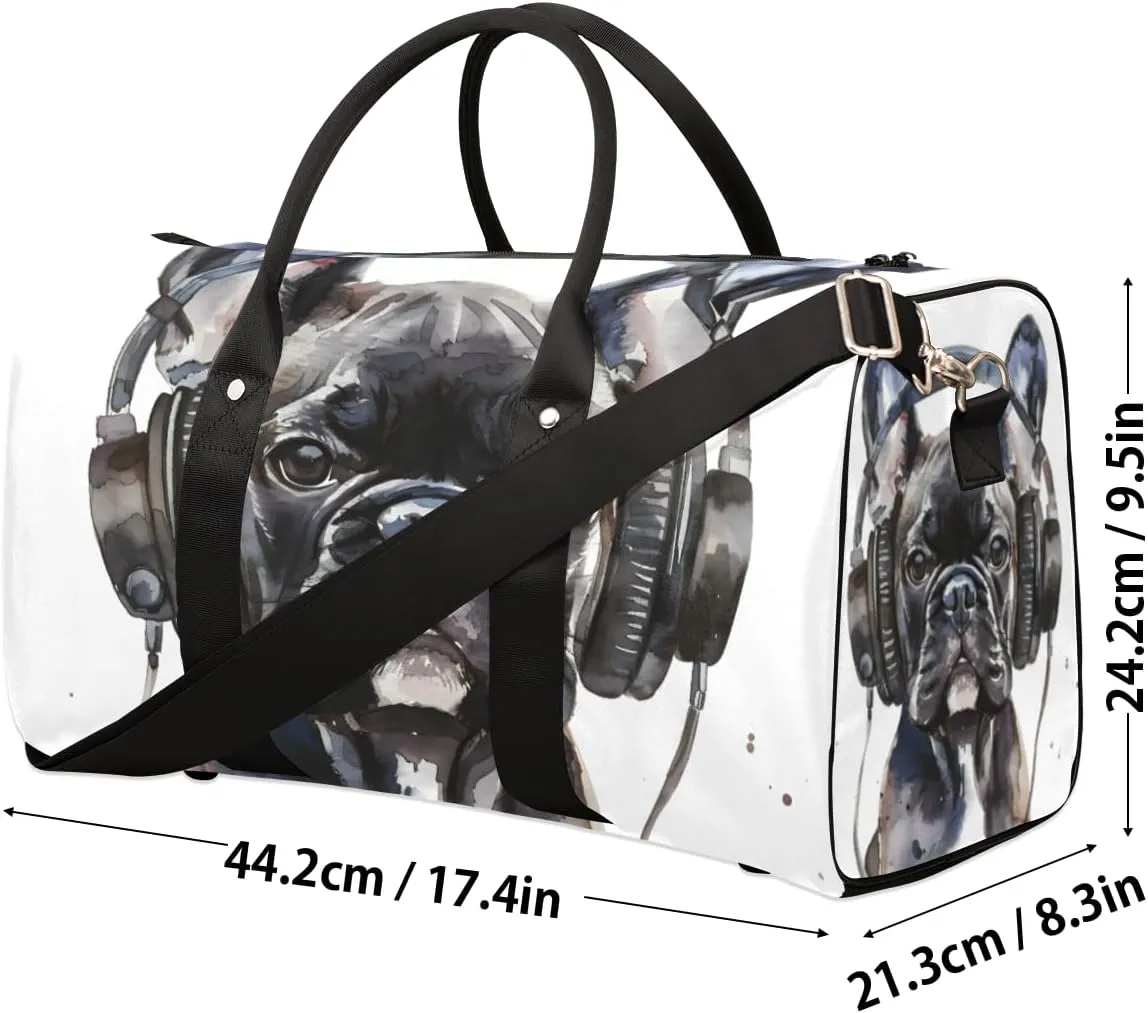Funny Dog Travel Duffle Bag for Women Men Gym Duffel Foldable Bag Waterproof Weekender Bulldog Duffle Tote