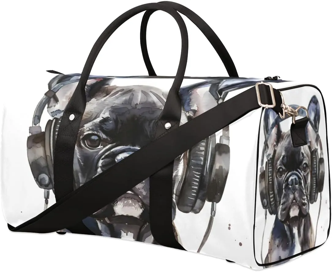 Funny Dog Travel Duffle Bag for Women Men Gym Duffel Foldable Bag Waterproof Weekender Bulldog Duffle Tote