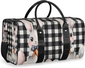 Funny Rabbit Travel Duffle Bag for Women Men Gym Duffel Foldable Bag Waterproof Weekender Easter Bunny Duffle Tote