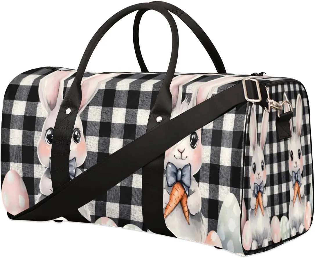 Funny Rabbit Travel Duffle Bag for Women Men Gym Duffel Foldable Bag Waterproof Weekender Easter Bunny Duffle Tote