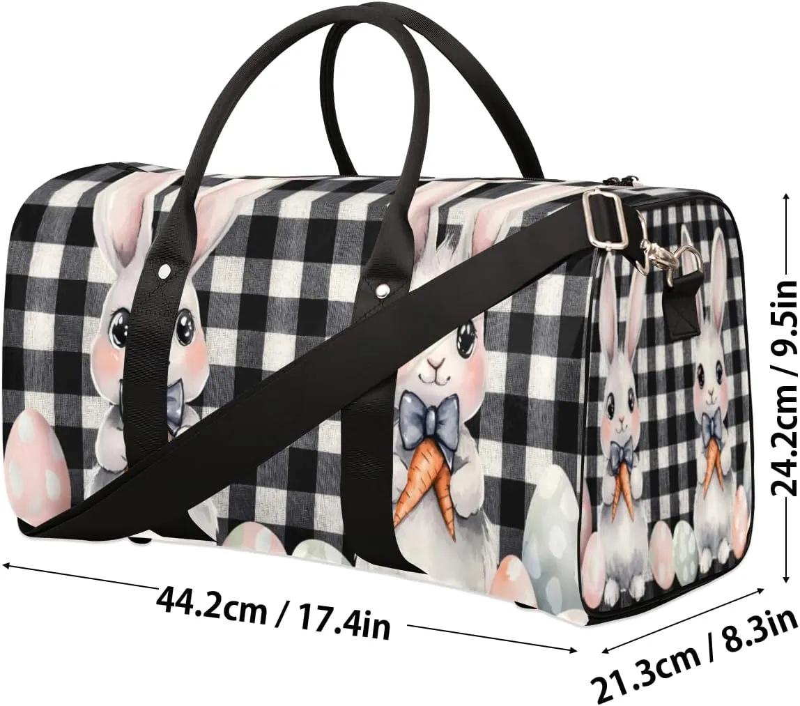 Funny Rabbit Travel Duffle Bag for Women Men Gym Duffel Foldable Bag Waterproof Weekender Easter Bunny Duffle Tote