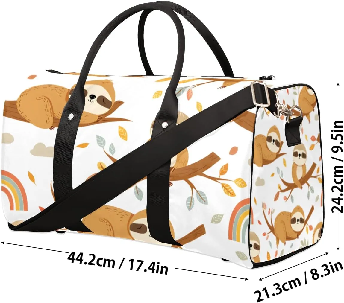 Funny Sloth Travel Duffle Bag for Women Men Gym Duffel Foldable Bag Waterproof Weekender Sloth Hanging on Branch Duffle Tote