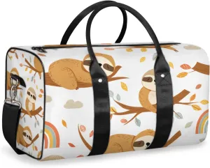 Funny Sloth Travel Duffle Bag for Women Men Gym Duffel Foldable Bag Waterproof Weekender Sloth Hanging on Branch Duffle Tote