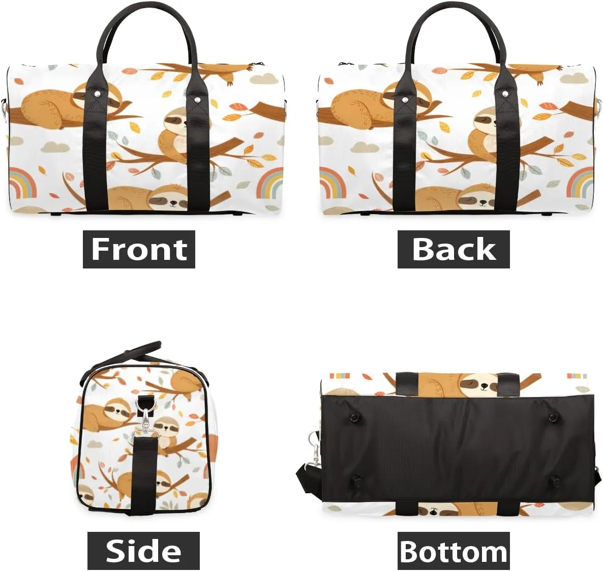 Funny Sloth Travel Duffle Bag for Women Men Gym Duffel Foldable Bag Waterproof Weekender Sloth Hanging on Branch Duffle Tote