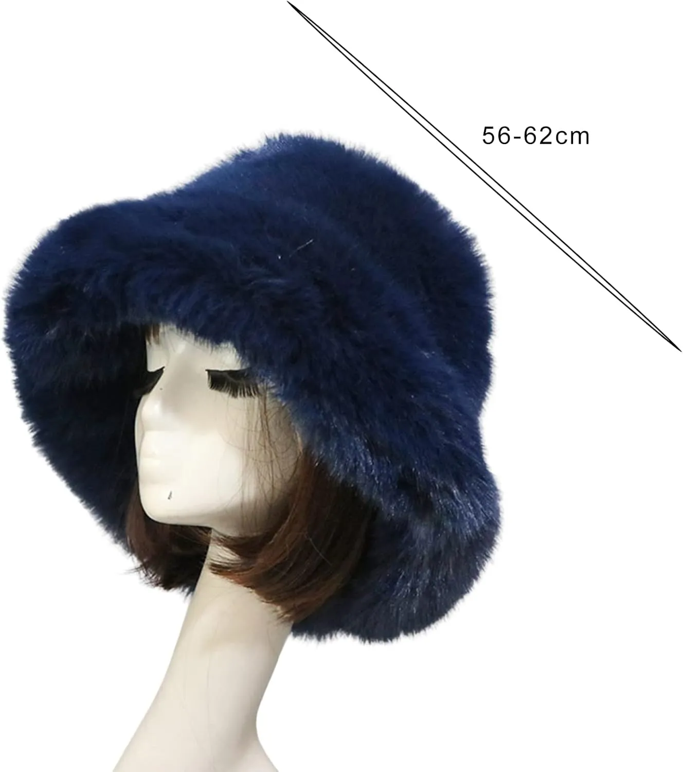 Furry Bucket Hat, Winter Faux Fur Warmer Fisherman Cap Fluffy Wide Brim Bucket Hats