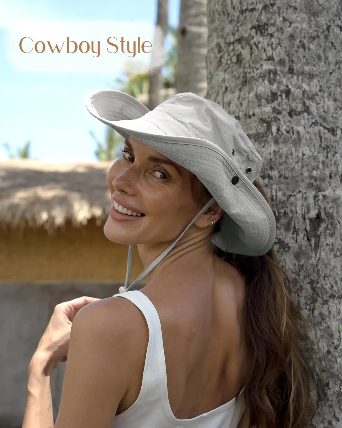 FURTALK Sun Hats for Women Ponytail UPF 80  Beach Summer Hat Wide Brim Packable Cowboy Hat