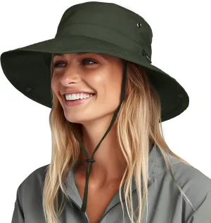 FURTALK Sun Hats for Women Ponytail UPF 80  Beach Summer Hat Wide Brim Packable Cowboy Hat