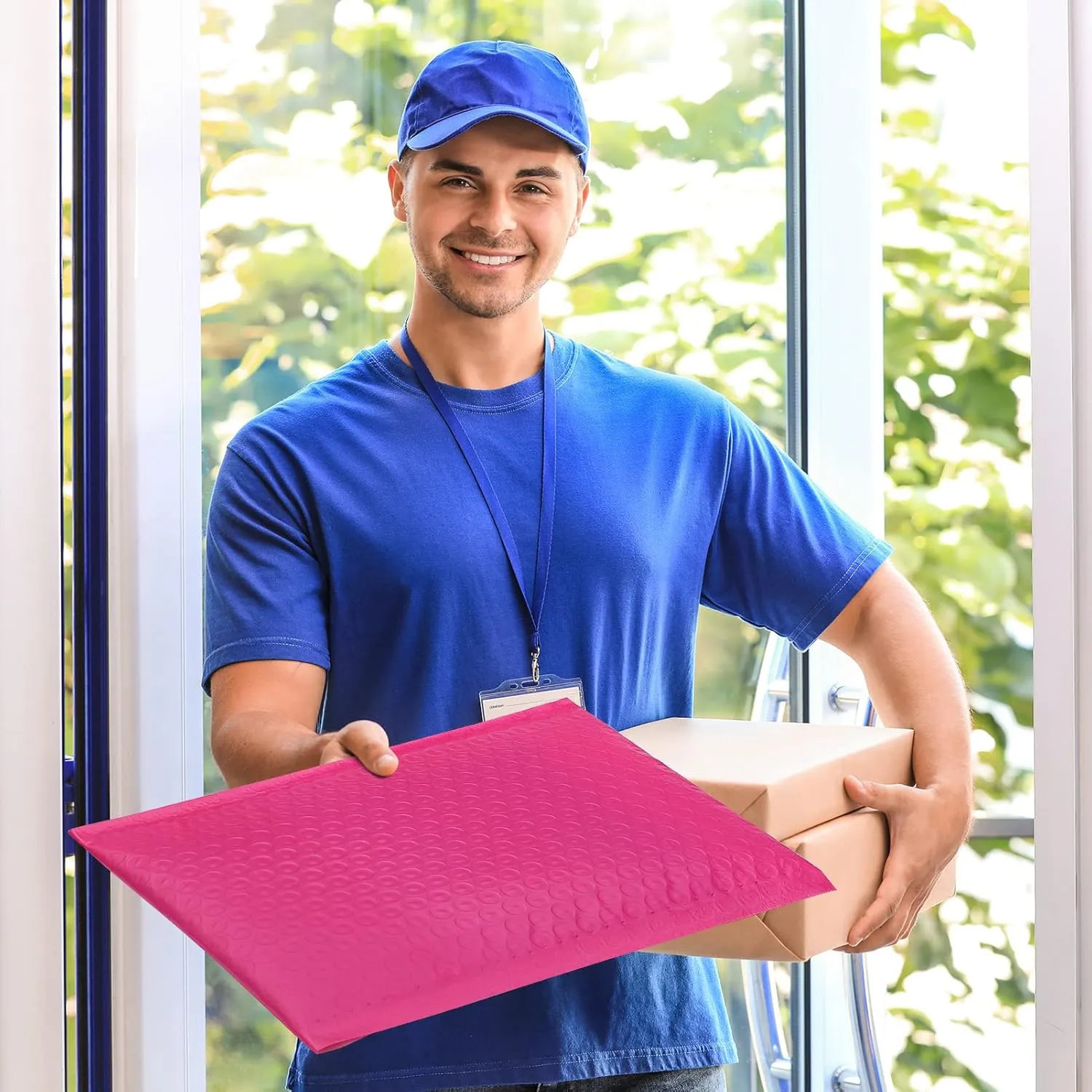 Fuxury Hot Pink Bubble Mailers 10.5x16 Inch 25 Pack, Self Seal Adhesive Waterproof Padded Envelopes, Cushioning Shipping Bags, Padded Mailers for Mailing, Packaging, Small Business Supplies, 5
