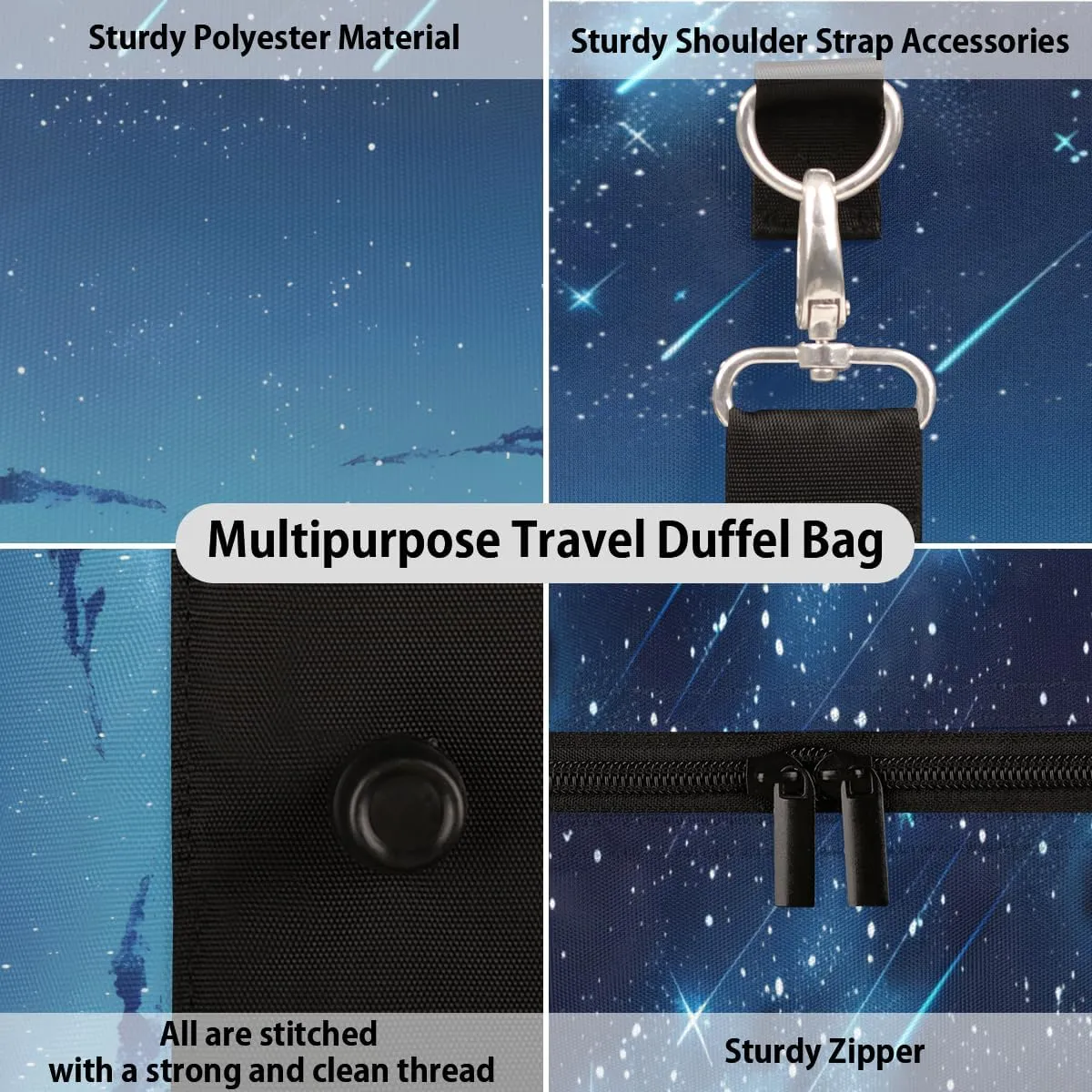 Galaxy Travel Duffle Bag for Women Men Gym Duffel Foldable Bag Waterproof Weekender Space Star Duffle Tote