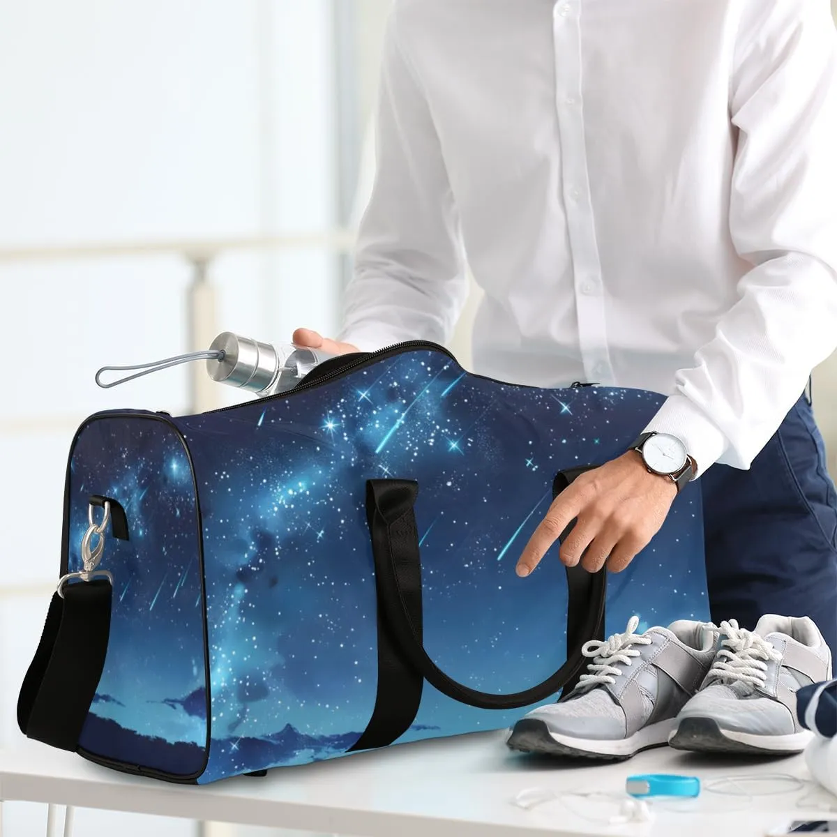 Galaxy Travel Duffle Bag for Women Men Gym Duffel Foldable Bag Waterproof Weekender Space Star Duffle Tote