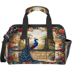 Garden Noble Peacocks Wide Mouth Tool Bag for Men Women Heavy Duty Tool Organizer Bag with Adjustable Strape Waterproof Tool Bag Organizer for Plumbers Electricians Handymen