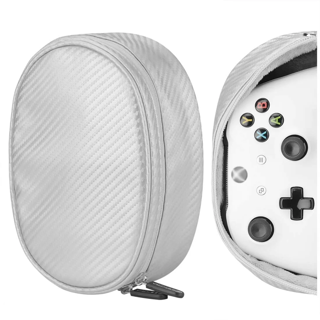 Geekria Controller Travel Bag Compatible with Sony PlayStation 5 DualSense, PS4, Switch Pro, Xbox Series X Wireless, Portable Protector Case Waterproof Pouch (Silver)