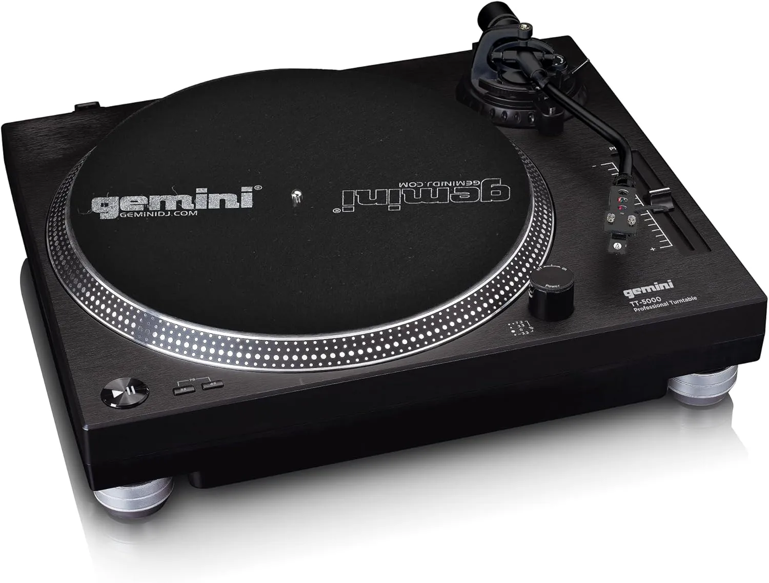 Gemini Direct Drive DJ Turntable for Vinyl Records – USB Turntable with Built-In Preamp, High Torque Motor, Pitch Control, S-Shaped Tonearm, 33/45/78 RPM (TT-5000)
